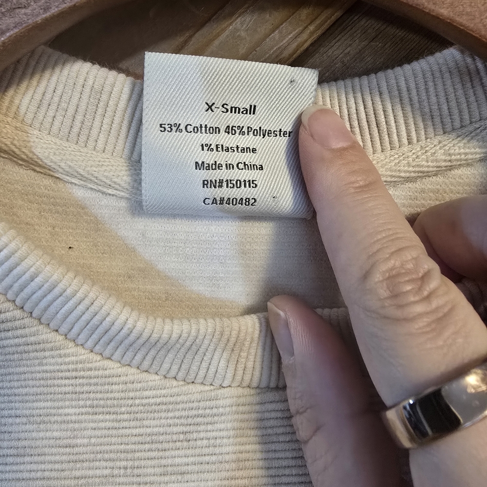 Varley Cream Ribbed Manning Sweatshirt Size XS Oversized - Picture 4 of 7